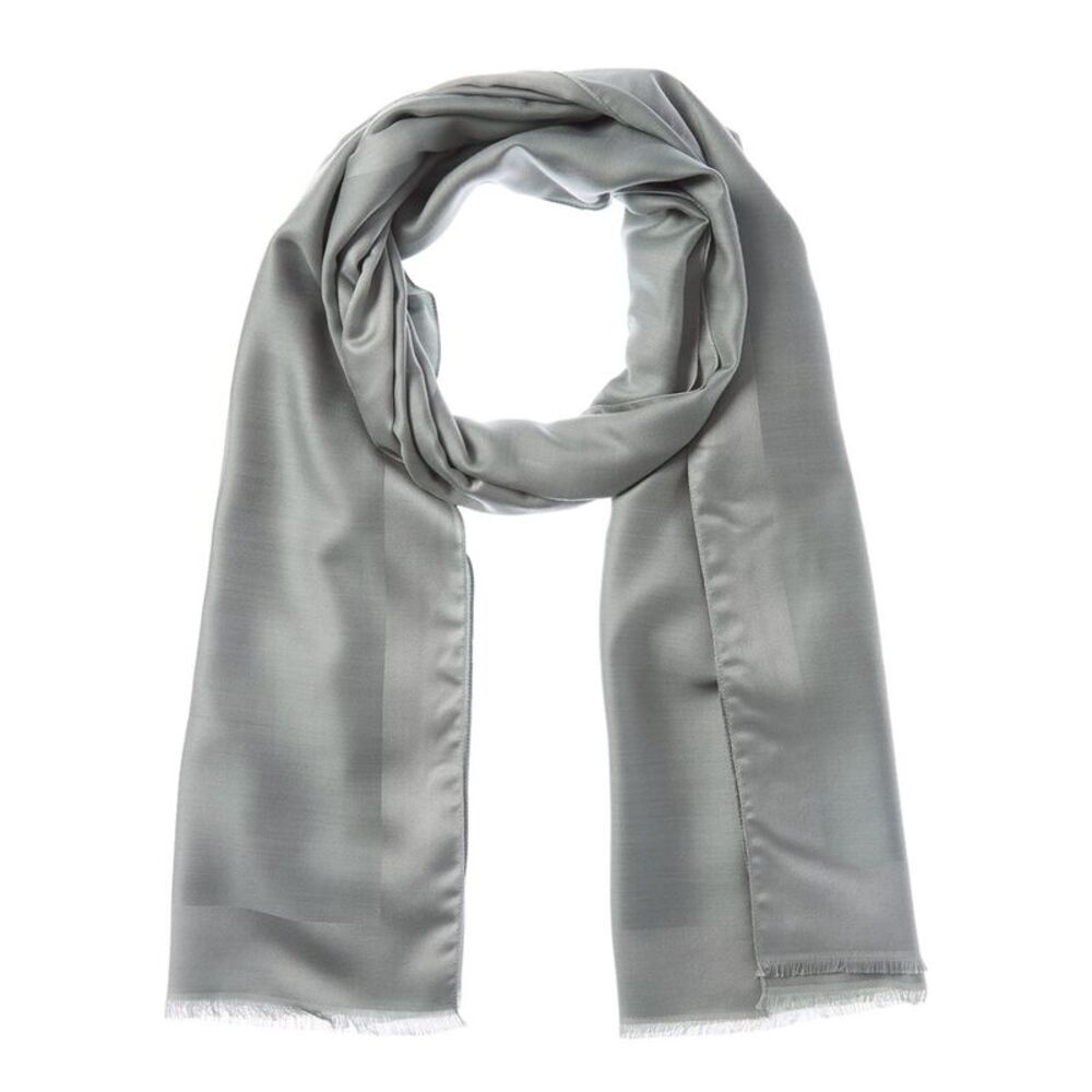 Givenchy 4G Logo Silk & Wool Scarf, Green
